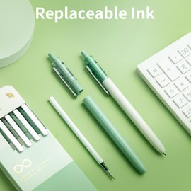 M&G 4 Pcs Gel Pens, 0.5mm Black Ink Fine Point Pens, Quick Drying Retractable Gel Ink Rollerball Pens, Large Capacity Cute Gel Pens Smooth Writing for Journal Note Office School Home Women Men