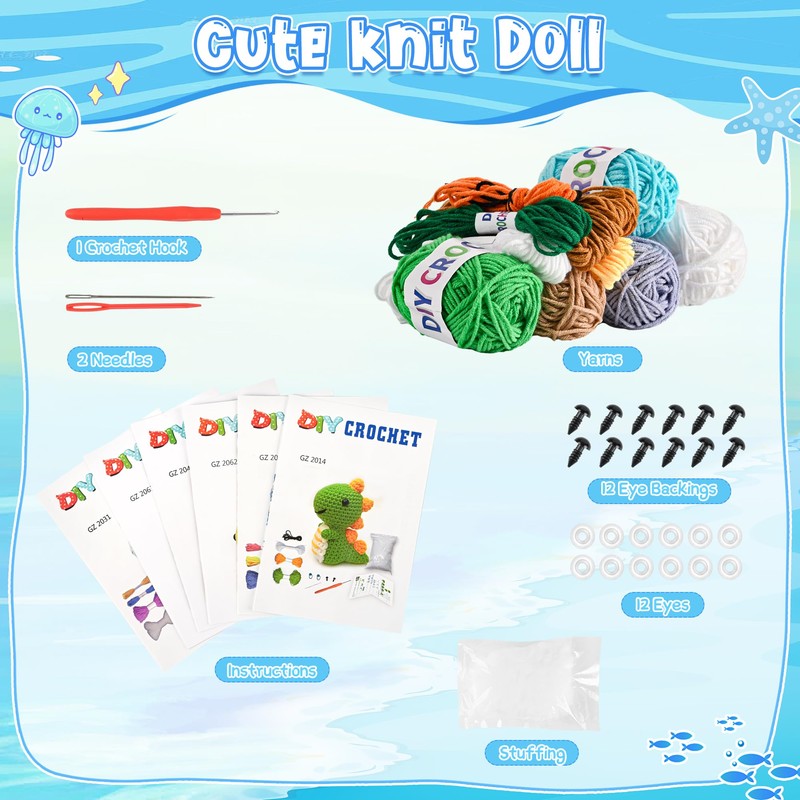 6Pcs Crochet Kit for Beginners, 2026 DIY Craft for Adults