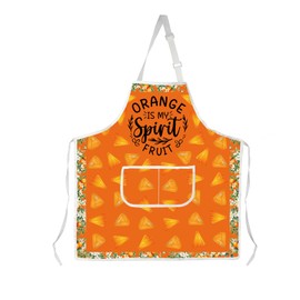 AKTAP Orange Fruit Themed Gifts Orange Is My Spirit Fruit Aprons with Pockets Orange Pulp Adjustable Apron Orange Lover Gifts (AP, Orange Apron-HT)