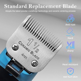 2 Packs 1-1/2 Detachable Replacement Ceramic Blades set,Compatible with Compatible with Andis/oster Classic 76/Star-Teq/Power-Teq/A5 Clipper,Cut Length 5/32"(4mm)