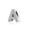 Symretie Alphabet Letter A-Z Sterling Silver Charm with Cubic Zirconia