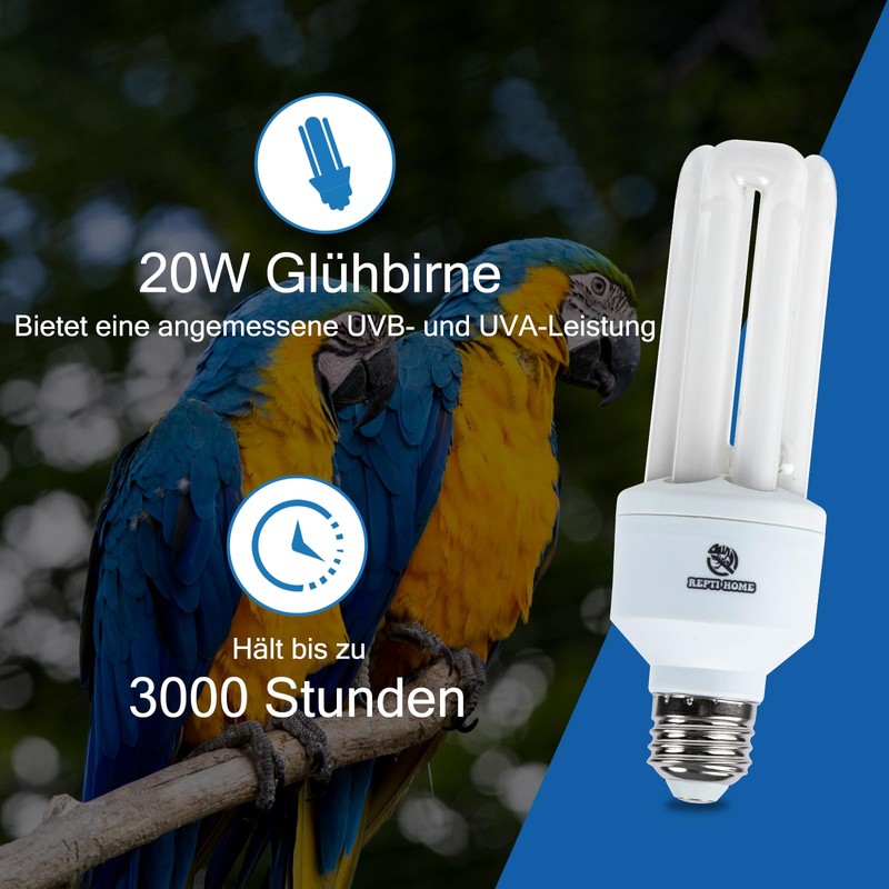 REPTI HOME 20 W Bird Lamp 2.4% UVB, E27 Compact