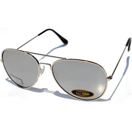 Aviator Sunglasses Metal Silver Frame Silver Mirrored Lens Men Women