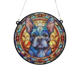 Image Industry French Bulldog Stained Glass Effect Suncatcher - Garden Gift - Dog Gift - Pet Memorial (19cm)