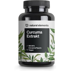 natural elements Curcuma extract capsules – comparison winner 2018* – curcumin content of one capsule corresponds to that of approx. 10.000 mg turmeric - high dose of 95% extract - laboratory-tested and manufactured in Germany