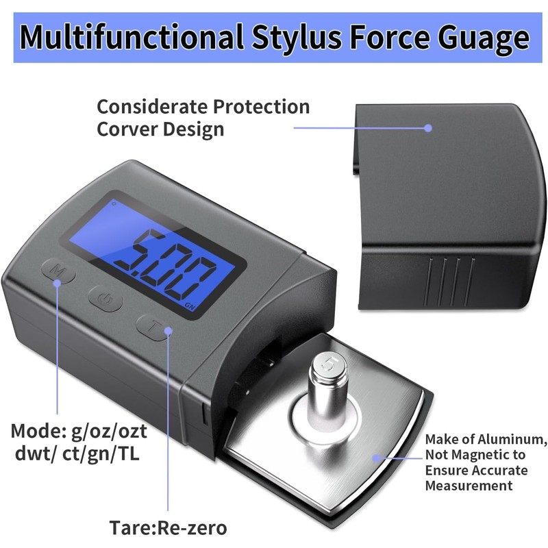 DIGITNOW Digital Turntable Stylus Force Scale Gauge 0.01g/5.00g,Tracking Force Pressure
