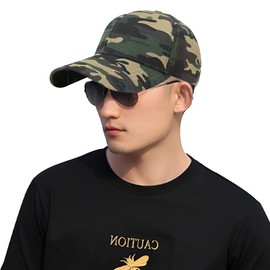 JNGUOSICN Summer Camo Baseball Cap for Men Women Cotton Adjustable Unisex Sun Hat UV Protection Outdoor Visor Snapback Summer Cap Trucker Hat for Sports Camping Fishing Traveling, 56-58cm