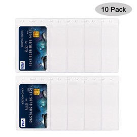 10 Pack Heavy Duty ID Card Badge Holder with Resealable Zipper, Waterproof Type PVC ID Card Holder, Vertical Style, Clear, by CYPES