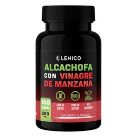 Lenico Alcachofa con Vinagre de Manzana  Suplemento Alimenticio en Cápsulas  100 Cápsulas de 500 mg  Alta Absorción  Sin Gluten ni Aditivos           