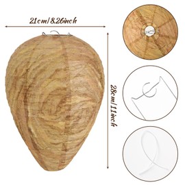 DECYOOL 4 Pack Paper Wasp Nest Decoy Hanging Wasp Nest Stay Away from Wasps Hornets Yellow Jackets(Dark Brown, Orange)