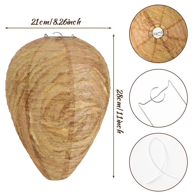 DECYOOL 4 Pack Paper Wasp Nest Decoy Hanging Wasp Nest