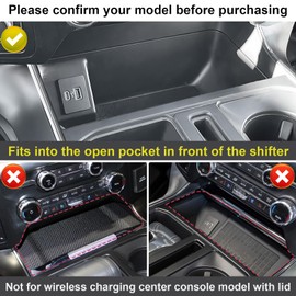 PIMCAR Center Console Organizer for 2021-2025 Ford F150 & 2022-2024 F150 Lightning XLT Hidden Storage Tray with USB Hole Interior Accessories (Fits into The Open Pocket in Front of The Shifter)