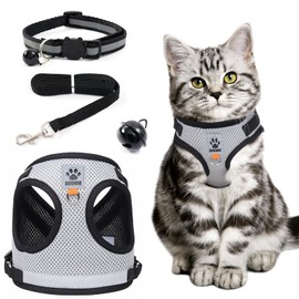 mostfun Reflective Cat Harness Set with Lead, Black Cat Harness, Escape Proof Cat Lead, Harness Set Includes Collars and Chest Harness, LFA9099C003EU, S