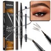 Pack of 2 Eyebrow Pencils, Waterproof, 2-in-1 Dual-Ended Microblading Eyebrow