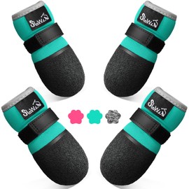 SlowTon Dog Shoes - Breathable Dog Sock Boots for Summer Hot Pavement Hardwood Floors Winter Snow, Waterproof Booties for Small Medium Large Dogs, Non-Slip Paw Protector for Outdoor Walking (Teal, 6)