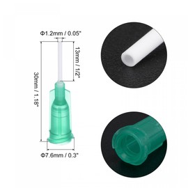 sourcing map Pack of 50 18G Dosing Needles 1/2 Inch PTFE Glue Needle Tube Blunt Tips with Flexible PP Needle for Liquid Glue Gun Green