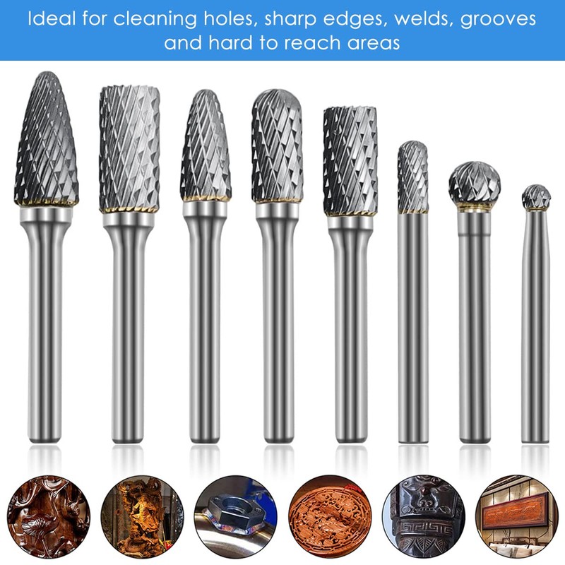 8Pcs Carbide Burr Set Cut Carbide Rotary Burr Set Sturdy