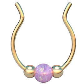 Gold gef√§lscht Septum - Kein Piercing ben√∂tigt - D√ºnn 20g 8mm Ring 3mm Rosa Opal - Gold gef√ºllt Fake Septum Piercing