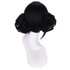 MAGQOO Black Wig with Buns Short Straight Bob Wig with