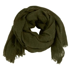 Niklarson PaTV7 Women's Poncho Stole Pareo Viscose Plain 190 x 100 cm, olive green