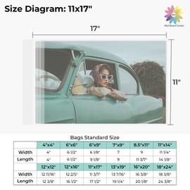 Mat Board Center, 11"x17" Crystal Clear Sleeves, Resealable Polypropylene Bags with Flap Fit for 11x17 Photo Mat, Photos & Prints - 100 Pack