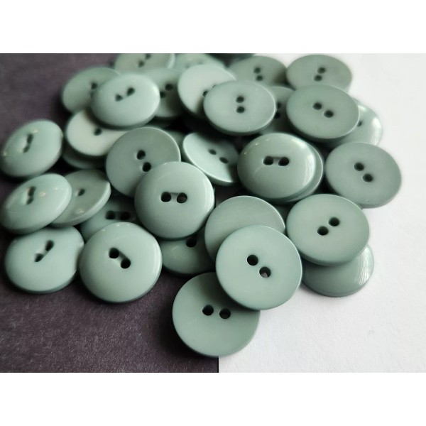 Unbranded 12 French Green slightly domed 2-hole sew through buttons