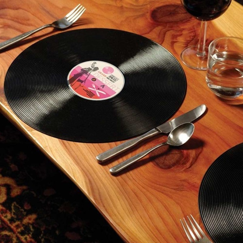 MikaMax - Vinyl Placemats - Round Record Placemats - Table
