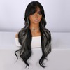 SMILCO/30Inch Highlight Black With Platinum Long Curly With Bangs Synthetic