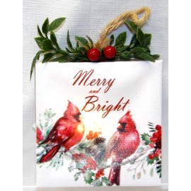 Holiday Time• "Merry And Bright"• Light Up• 4" Holiday Cardinal Ornament• NWT