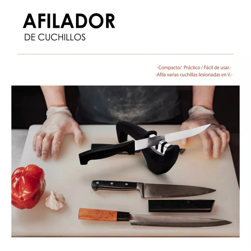 Lecute Afilador De Cuchillos Tijeras Cocina 3en1 Profesional Porta