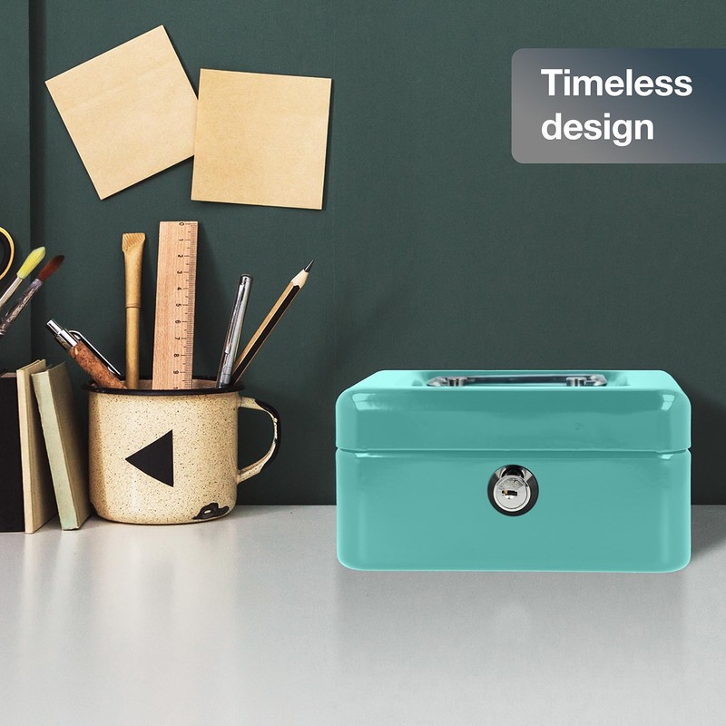 Westcott Cash Box Lockable (Compact, 15 cm) Turquoise | Lockable