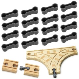 RHQFDM 20 Pieces Toy Train Connectors, Track Connectors, Rail Connectors, Wooden Rail Adapter Connectors, Railway Accessories, Universal Wooden Train Adapter Set (Grey)