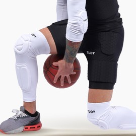 TUOYR Knee Pad Protective Calf Shin Guards For Adult Youth Leg Compression Sleeve Pad For Football Basketball Volleyball Soccer Protective Gear Calf Support Cuff With Anti-Slip Strip ((White 1 Pair))