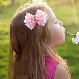 Sparkling Birthday Hair Bow for Baby Girls 2nd 3nd 4nd 5nd 6 Years Decorations Glitter Confetti Ice Cream Party Pink Hair Accessories for Girls 3nd Birthday Celebration