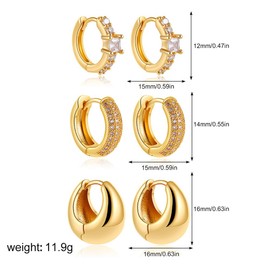 YiYunTE 3 Gold Hoop Earrings Set Women Girls Huggie Earrings Small Cartilage Lobe Helix Earring Gold Drop Earrings Hypoallergenic Hoop Earrings Stack Studs Earrings Gifts for Mother Friend