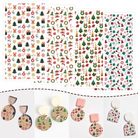Sitsink Polymer Clay Transfer Paper - Christmas Clay Transfer Sheets for Polymer Clay Jewelry, Snowflake Bow Christmas Tree Transfer Paper for Clay Earrings, Holiday Clay Jewelry Transfer Paper