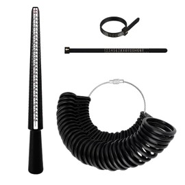 Ring Sizer Kit Ring Sizer Measuring Tool Includes Plastic Mandrel Adjustable Ring Gauge and 2 Finger Tape Measures for Women Men Jewelry Making