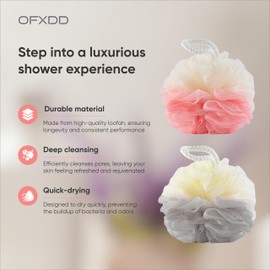 Shower Loofah Sponge - Set of 6 Loofah Bath Sponge - Loofah for Men & Women - Shower Sponge/Pouf for Exfoliating, Two-Colored