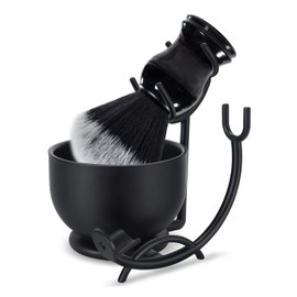 Grandslam Shaving Brush 3-in-1 Men's Set Shaving Brush Pure Synthetic Hair, Stainless Steel Shaving Brush Holder and Shaving Bowl, Gift for Father, Husband, Men