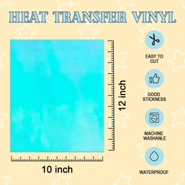 MEVOREW Holographic Heat Transfer Vinyl- 12" x 10'' 8 Sheets Holographic HTV for Shirts, Pillow, Holographic Iron on Vinyl for Heat Press Machine, Matellic Sheen, Easy to Cut & Weed