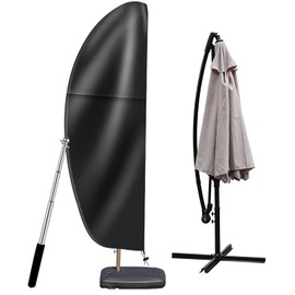 OKPOW Patio Umbrella Cover for 9ft to 14ft Outdoor Umbrellas - Waterproof Cantilever Offset Umbrella Cover Windproof - 420D Oxford Fabric Anti UV Large Hanging Parasol Covers with Rod