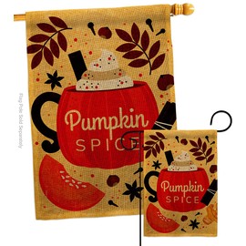 Ornament Collection Fall Drinks Burlap Garden House Flag Set Harvest & Autumn Scarecrow Pumkins Sunflower Leaves Season Autumntime Gathering Decoration Banner Small Yard Gift Double-Sided, Made In USA