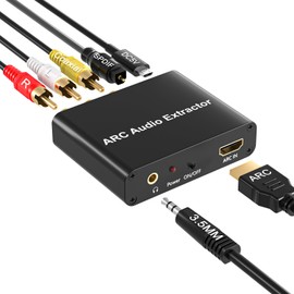 HDMI ARC Adapter, ARC Audio Extractor with Digital Optical TOSLINK SPDIF Coaxial and Analog 3.5mm RCA Stereo HDMI ARC to RCA Audio Converter