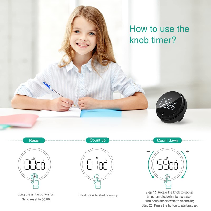 ORIA Home Kitchen Timer, 3 Inch Large LED Digital Timer,