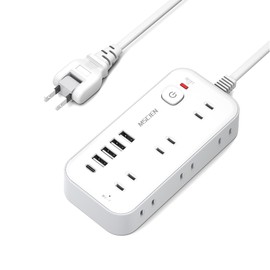 Mscien Mscien Extension Cord 3.3 ft (1 m) Power Strip with USB Outlet Tap Table Tap Power Cord 6 AC Outlet 4 USB-A 1 USB-C Power Strip with USB Switch Lightning Guard Side Plug Octopus Outlet oa Tap
