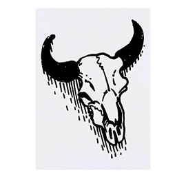 'Bull Skull' Temporary Tattoo - Water Resistant, Skin-Safe, Non-Toxic Transfer (TO00055446)