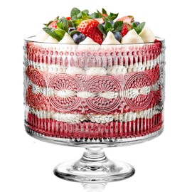 MOLIGOU Glass Trifle Bowl, 110 oz Trifle Bowl with Pedestal, Trifle Serving Dish for Layered Dessert, Fruit, Salad