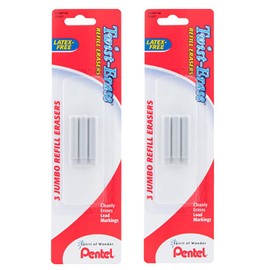 Pentel Refill Eraser for Pentel Twist-Erase Series Pencils, 6 Count