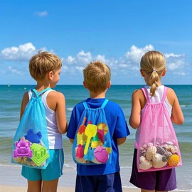 Beach Toy Bag - Mesh Shell Collecting Beach Toy Bag,Multifunctional Adjustable Lightweight Children Seashell Storage for Vacation Travel Holiday