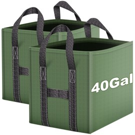 IWNTWY 2-Pack 40 Gallons Reusable Yard Waste Bags, Upgrade Heavy Duty Foldable Garden Leaf Bag Lawn Bags Trash Bag Waste Container, Keep Upright (20.8" L × 20.8" W × 20.8" H)